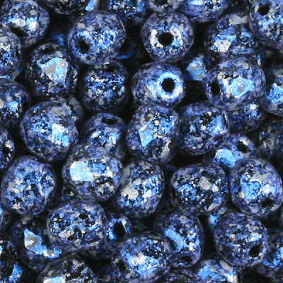 GBFP04 TWEEDY 492 - Czech fire-polished beads - tweedy blue