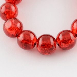 GBCR10-8 - glass crackle beads - red
