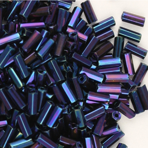 BB2-24 - Preciosa size 2 bugle beads - blue iris