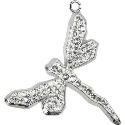 67523 30x25mm 001 - Pave Dragonfly Pendant - crystal