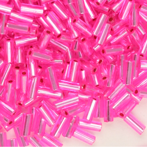 BB2-71 - Preciosa size 2 bugle beads - silver lined pink