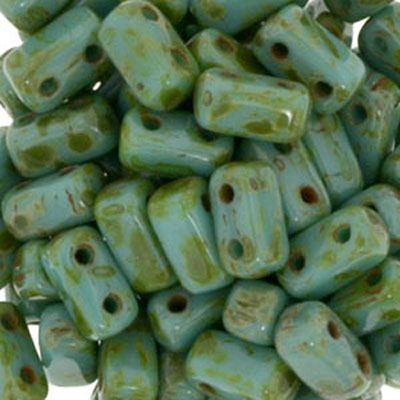 CMBK-190 - CzechMates brick beads - Persian turquoise picasso