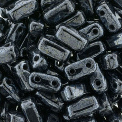 CMBK-3 - CzechMates brick beads - gunmetal (hematite)