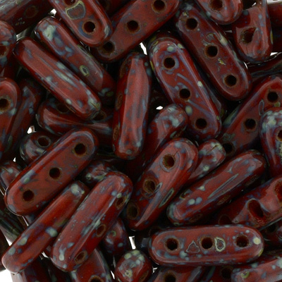 CMBM-424 - CzechMates Beam Beads - Opaque Red Picasso