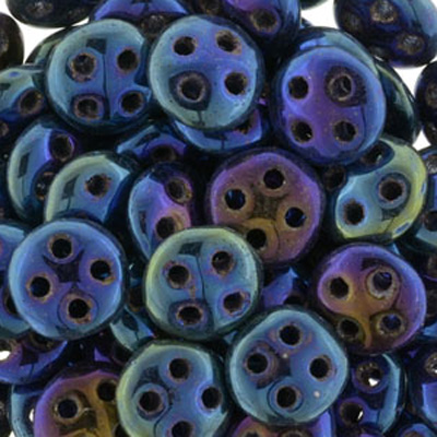 CMQL-4 - CzechMates quadralentil beads - jet blue iris
