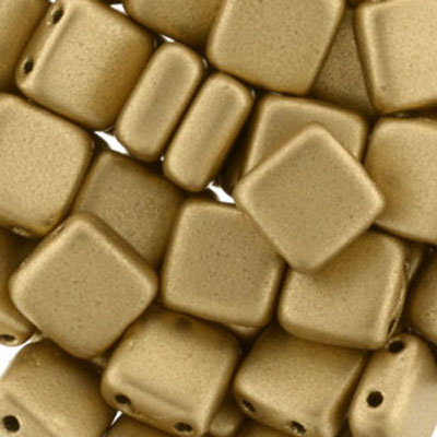 CMTL-111 - CzechMates tile beads - crystal gold matt metallic