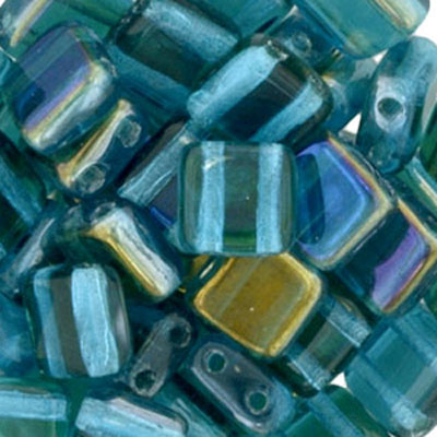 CMTL-167 - CzechMates tile beads - dark aqua clarit