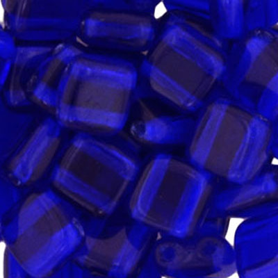 CMTL-171 - CzechMates tile beads - transparent cobalt blue