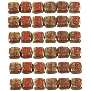 CMTL-424 - CzechMates tile beads - opaque coral red picasso