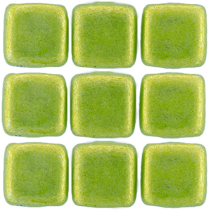 CMTL-524 - CzechMates tile beads - saturated metallic lime punch