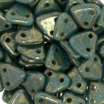 CMTR-189 - CzechMates triangle beads - Persian turquoise bronze picasso