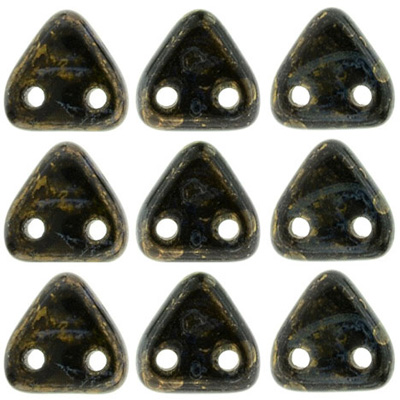 CMTR-192 - CzechMates triangle beads - jet bronze picasso