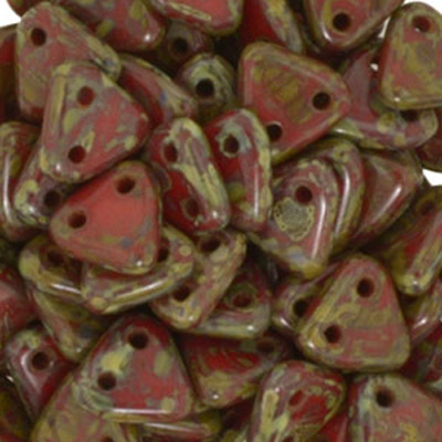 CMTR-424 - CzechMates triangle beads - opaque red picasso