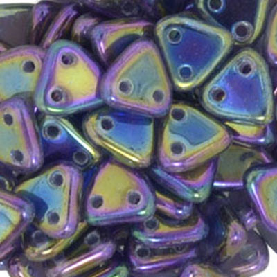 CMTR-72 - CzechMates triangle beads - jet purple iris
