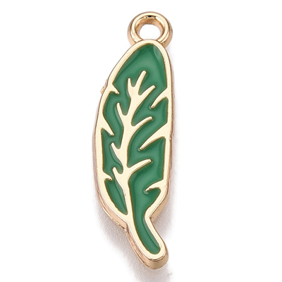 ECH12-1 - Enamel Leaf Charm/Pendant - light gold 
