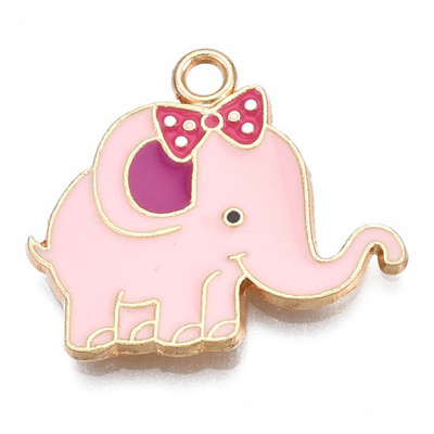 ECH20-1 - Enamel Elephant Charm/Pendant - light gold 