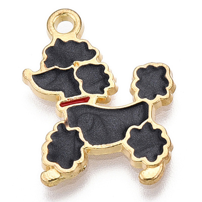 ECH23-1 - Enamel Poodle Charm/Pendant - light gold 