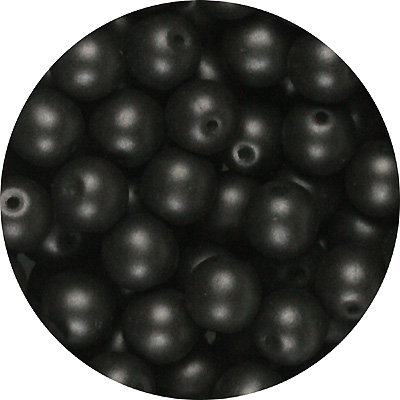 GBSR08-114 - round pressed glass beads - matt metallic black