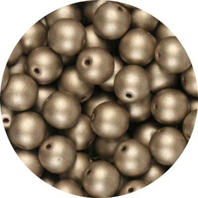 GBSR08-115 - round pressed glass beads - matt metallic greige