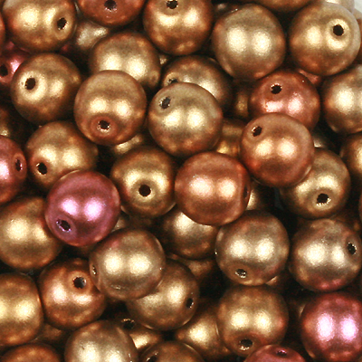 GBSR06-231 - Czech round pressed glass beads - crystal gold rainbow