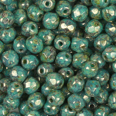 GBFP04-188 - Czech fire-polished beads - Persian turquoise bronze picasso 