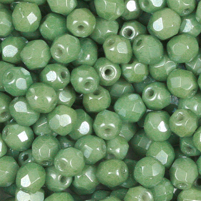 GBFP04-353 - Czech fire-polished beads - chalk green lustre