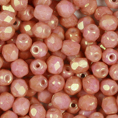 GBFP04-356 - Czech fire-polished beads - chalk red lustre