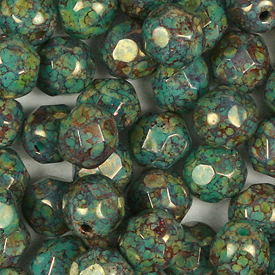 GBFP06-188 - Czech fire-polished beads - Persian turquoise bronze picasso 