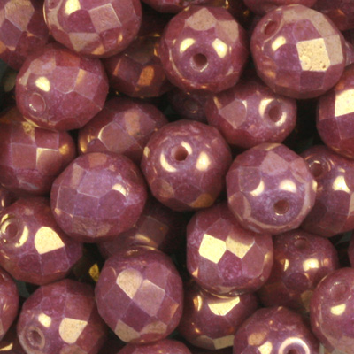 GBFP08-374 - Czech fire-polished beads - chalk violet lustre