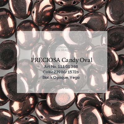 GBCDYOV08-250 - Czech Candy Oval Beads - jet vega