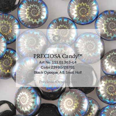 GBCDYLA08-6AB - Czech Candy Beads - jet AB laser ammonite