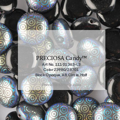 GBCDYLC08-6AB - Czech Candy Beads - jet AB laser circles