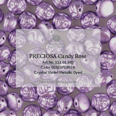 GBCDYR08-162 - Czech Candy Rose Beads - violet metallic, dyed