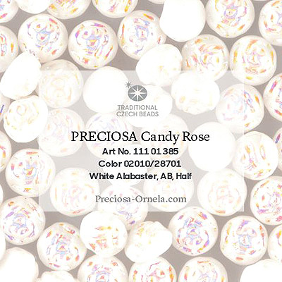 GBCDYR08-309 - Czech Candy Rose Beads - alabaster AB