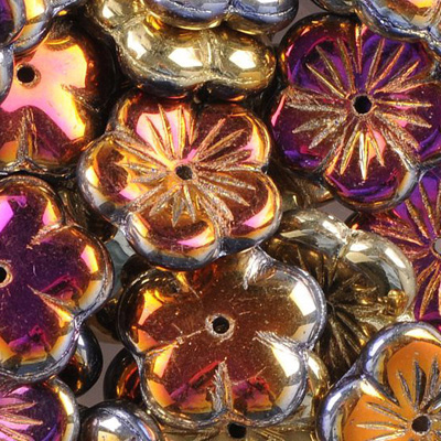 GBFL-216 - Czech flower beads - crystal California violet