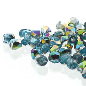 GBFP02-178 - Czech fire-polished beads - aqua vitrail