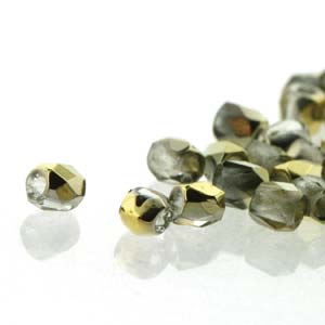 GBFP02-209 - Czech fire-polished beads - crystal amber half-coated