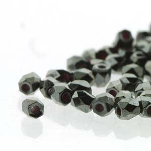GBFP02-3 - Czech fire-polished beads - jet hematite