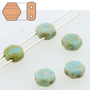GBHC-422 - Honeycomb Beads - turquoise blue picasso