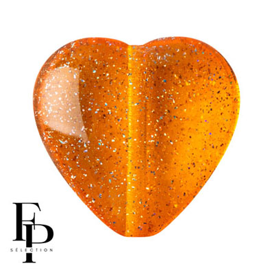 GBHRT-FPS-923 - Czech Glass Heart - Transparent Constellation Orange