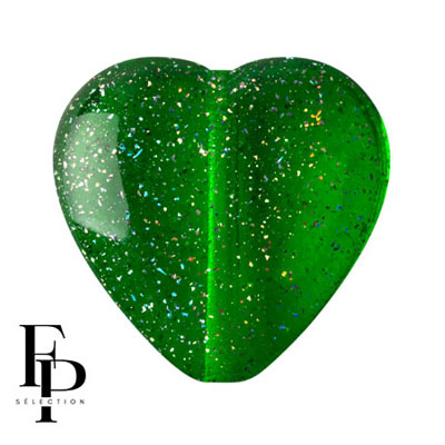 GBHRT-FPS-929 - Czech Glass Heart - Transparent Constellation Green