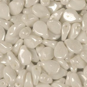 GBPIP-350 - Czech pips pressed beads - opaque white lustre