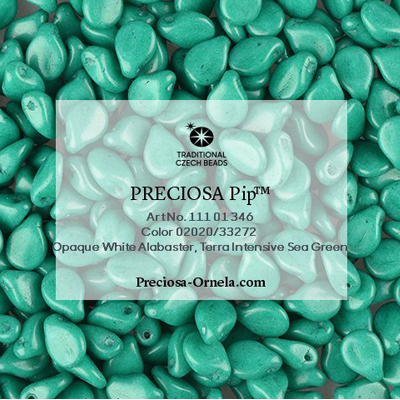 GBPIP-706 - Czech pips pressed beads - terra intensive sea green