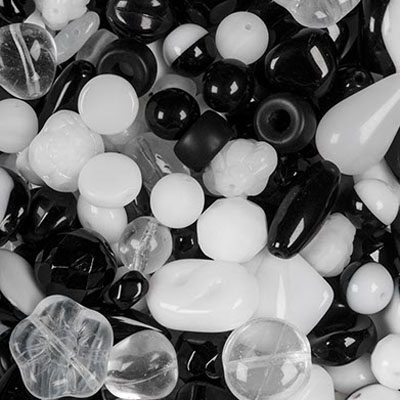 GBPM-9 - pressed glass bead mixes - black and white