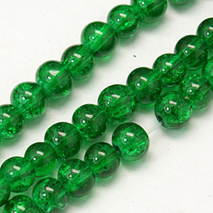 GBCR08-11 - glass crackle beads - emerald
