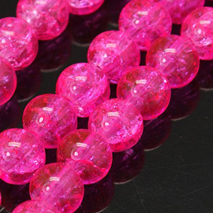 GBCR08-4 - glass crackle beads - fuchsia