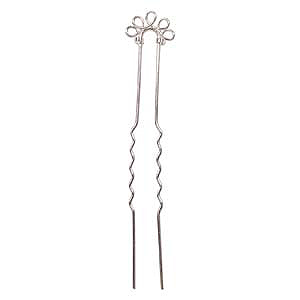 JF241-2 - metal 5-hole hair pins for jewellery making - silver