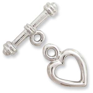 JF158-2 - heart toggle clasp - silver