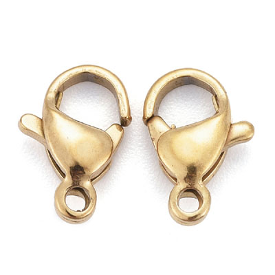 JF84B-STST-1 - 304 Stainless Steel Lobster Claw Clasps - gold colour