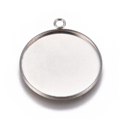 MCS1L25-STST-2 - 304 Stainless Steel Pendant Cabochon Settings - stainless steel colour